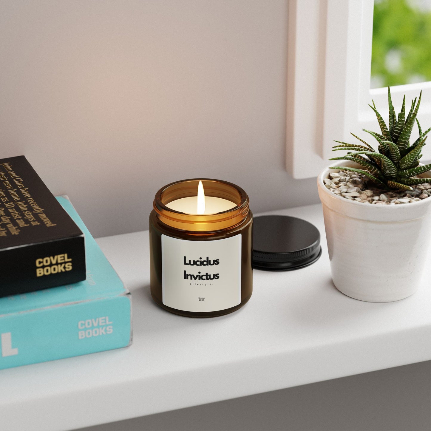 LUCIDUS INVICTUS Scented Soy Candle - Lucidus Invictus in Amber Jar - Cozy Home Fragrance - Relaxation & Meditation.