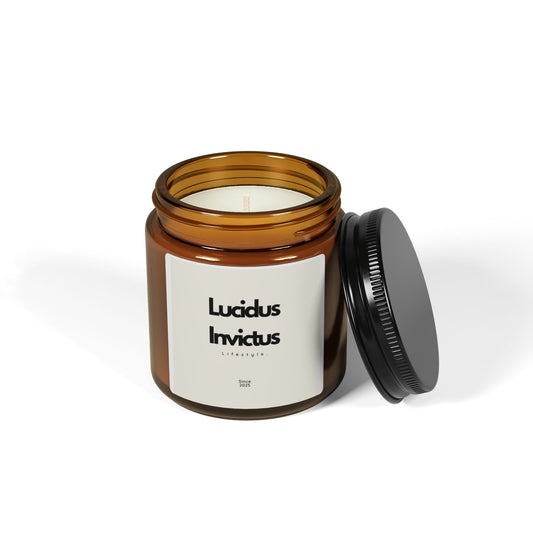 LUCIDUS INVICTUS Scented Soy Candle - Lucidus Invictus in Amber Jar - Cozy Home Fragrance - Relaxation & Meditation.